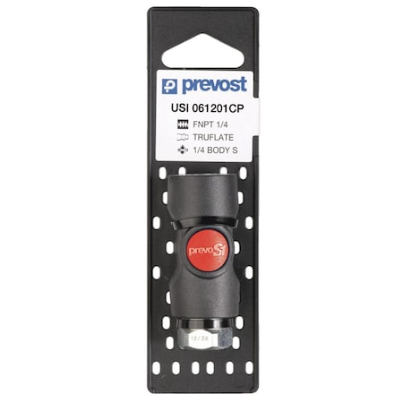 Prevost 1/4in Body x 1/4in FN Automotive prevoS1 Safety Coupling - Retail Package USI 061201CP